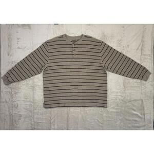 SOLD LL Bean Men’s Long Sleeve Thermal Henley Shirt Size XL Brown Black SOLD